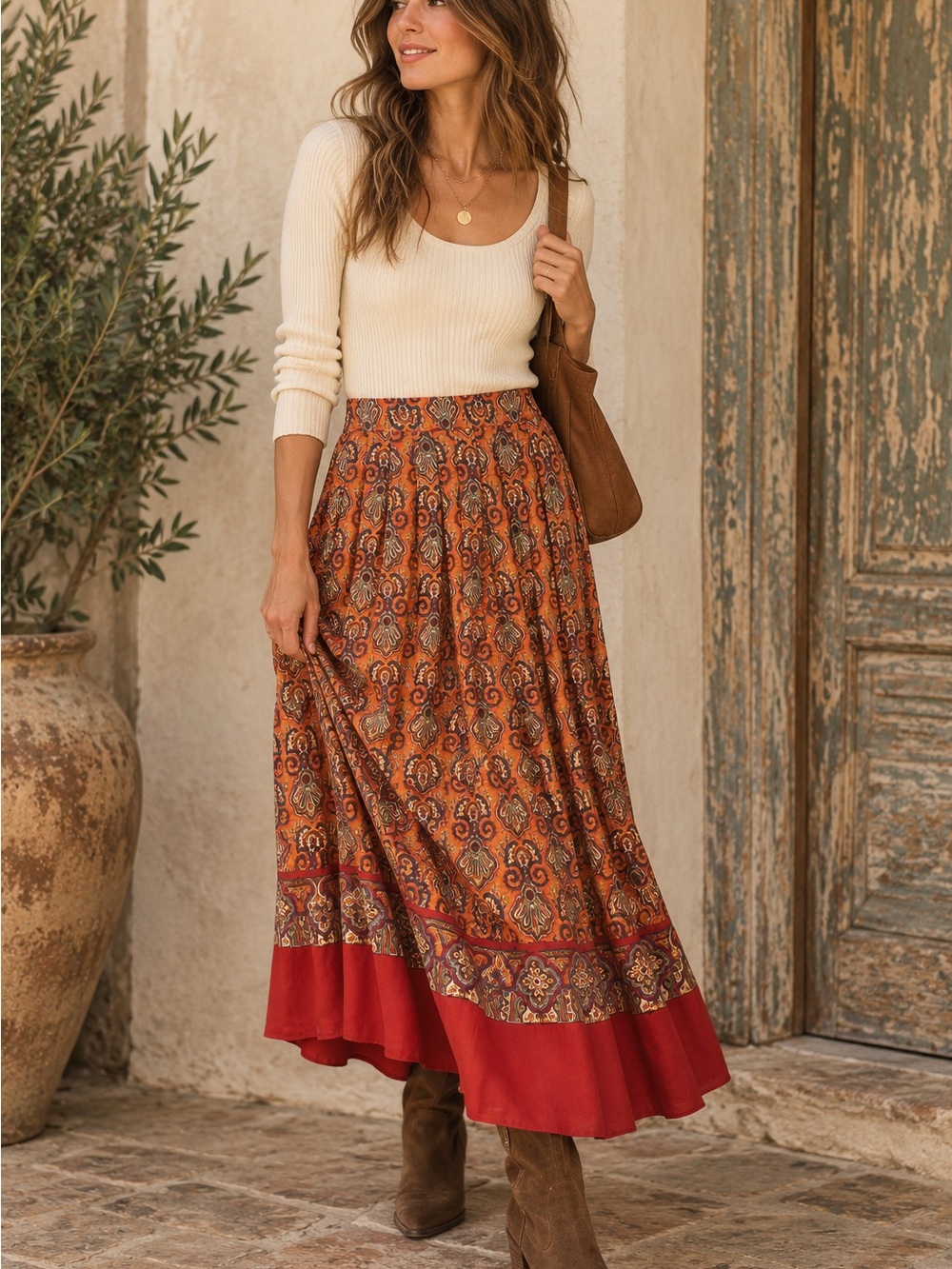 Vintage Jack Winter Paisley Maxi Skirt – Size 8 – 100% Viscose